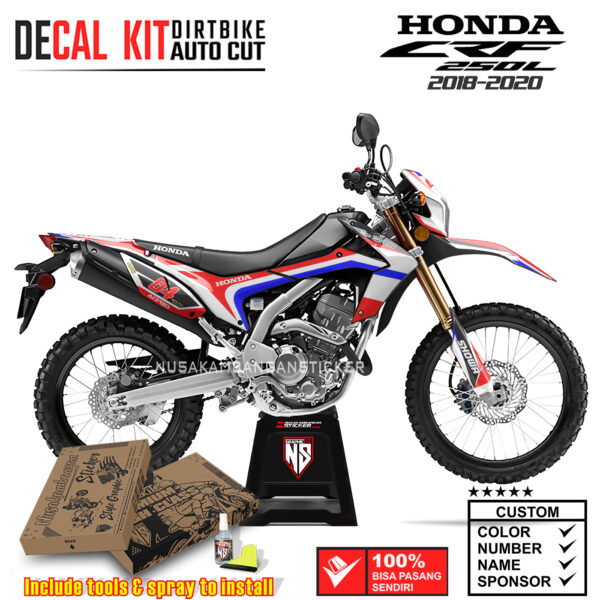 Decal Sticker Kit Supermoto Dirtbike Honda CRF 250 L Grafis Putih Metah 04 Graphic Kit Motocroos