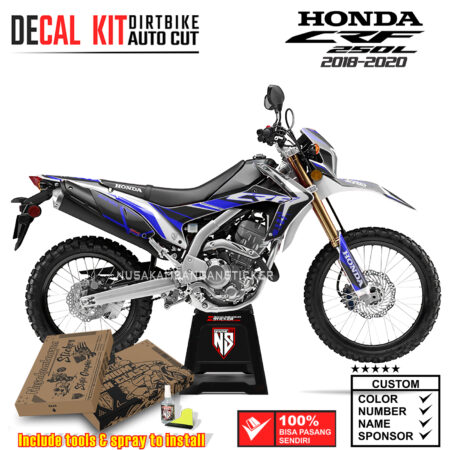 Decal Sticker Kit Supermoto Dirtbike Honda CRF 250 L Hitam Kombinasi Biru 02 Graphic Kit Motocroos