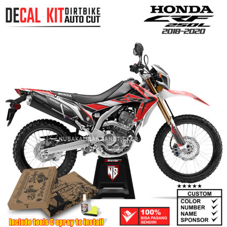 Decal Sticker Kit Supermoto Dirtbike Honda CRF 250 L Merah Kombinasi Putih 05 Graphic Kit Motocroos