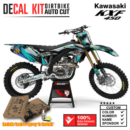 Decal Sticker Kit Supermoto Dirtbike Kawasaki KXF450 Aligator Lumpur Biru Tosca Graphic Kit