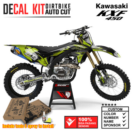 Decal Sticker Kit Supermoto Dirtbike Kawasaki KXF450 Grafis 01 Kuning Stabilo Graphic Kit