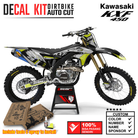 Decal Sticker Kit Supermoto Dirtbike Kawasaki KXF450 Grafis Kuning Stabilo Graphic Kit