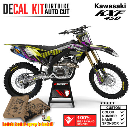 Decal Sticker Kit Supermoto Dirtbike Kawasaki KXF450 Grafis Racing Kuning Graphic Kit