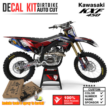 Decal Sticker Kit Supermoto Dirtbike Kawasaki KXF450 Grafis Racing Merah Graphic Kit