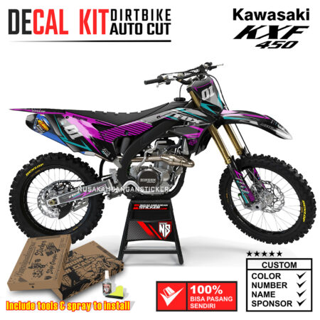 Decal Sticker Kit Supermoto Dirtbike Kawasaki KXF450 Grafis Racing Pink Graphic Kit