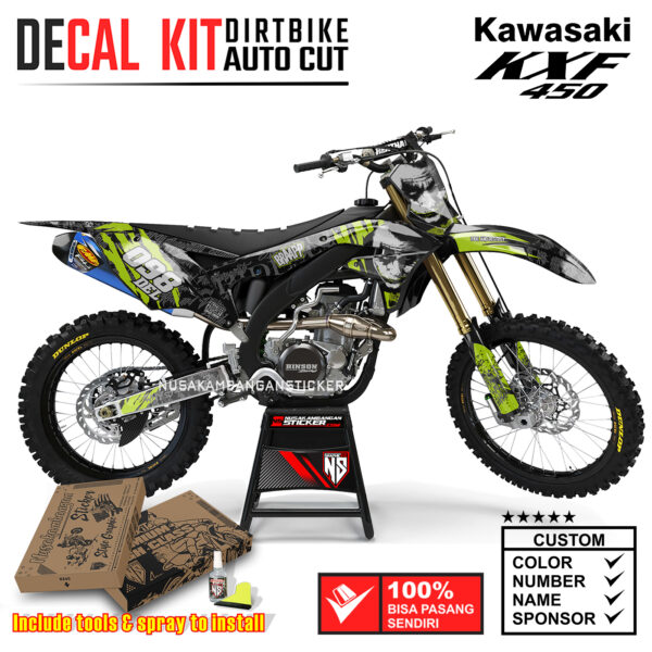 Decal Sticker Kit Supermoto Dirtbike Kawasaki KXF450 Joker Hijau Graphic Kit