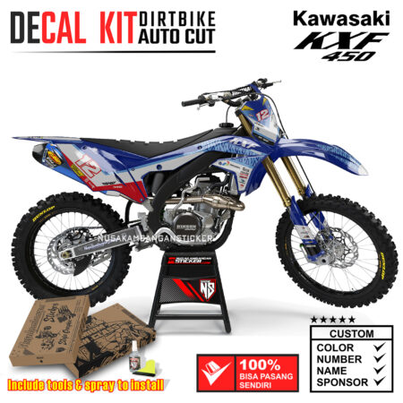 Decal Sticker Kit Supermoto Dirtbike Kawasaki KXF450 Mandalika Biru Graphic Kit