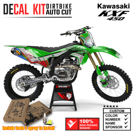 Decal Sticker Kit Supermoto Dirtbike Kawasaki KXF450 Mandalika Hijau Graphic Kit