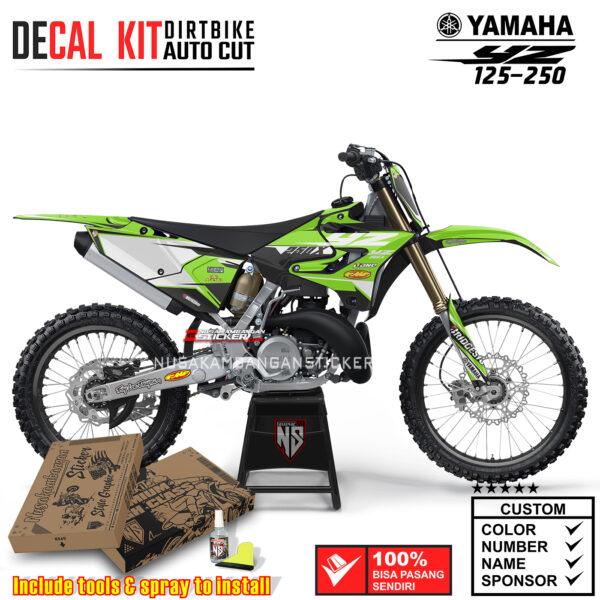 Decal Sticker Kit Supermoto Dirtbike Yz 125-250 Black & Green Fluo Motocross Graphic Decals