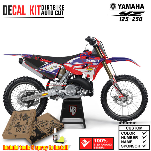 Decal Sticker Kit Supermoto Dirtbike Yz 125-250 FLY Blue X Red Motocross Graphic Decals