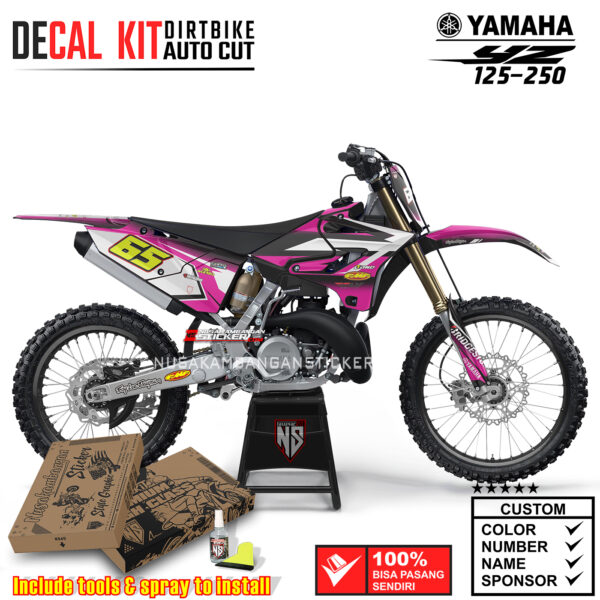 Decal Sticker Kit Supermoto Dirtbike Yz 125-250 Graphickit Black Pink Motocross Graphic Decals