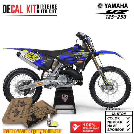 Decal Sticker Kit Supermoto Dirtbike Yz 125-250 Spezialesh Black & Blue Motocross Graphic Decals