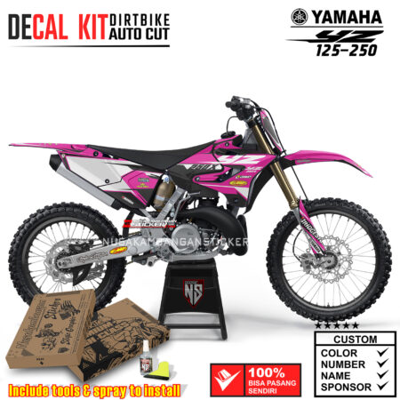 Decal Sticker Kit Supermoto Dirtbike Yz 125-250 X Black & Pink Fluo Motocross Graphic Decals