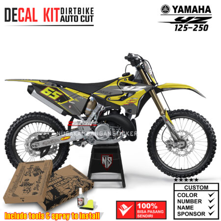 Decal Sticker Kit Supermoto Dirtbike Yz 125-250 X Carbon Yelow 02 Motocross Graphic Decals