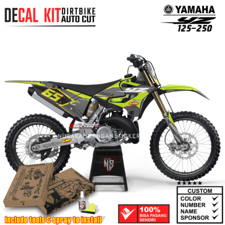 Decal Sticker Kit Supermoto Dirtbike Yz 125-250 X Carbon green fluo Motocross Graphic Decals