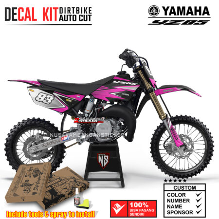 Decal Sticker Kit Supermoto Dirtbike Yz 85 Black Pink Strip White Graphic Motocross