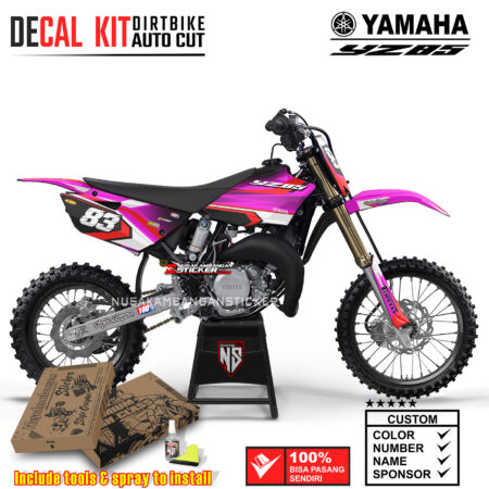 Decal Sticker Kit Supermoto Dirtbike Yz 85 Live Pink Strip White Graphic Motocross