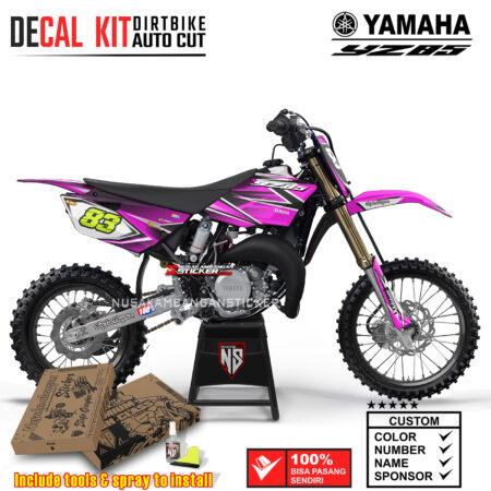 Decal Sticker Kit Supermoto Dirtbike Yz 85 Pink White Strip Black Graphic Motocross