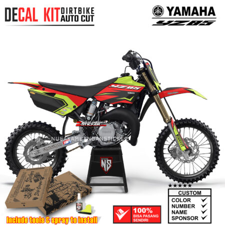 Decal Sticker Kit Supermoto Dirtbike Yz 85 Red Strip Green Fluo Graphic Motocross