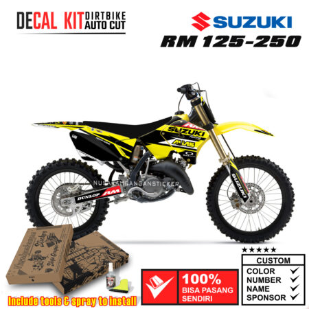 Decal Sticker Kit Suzuki RM 125-250 Dirtbike Supermoto Graphic Yelow 01 Motocross Stiker Decals