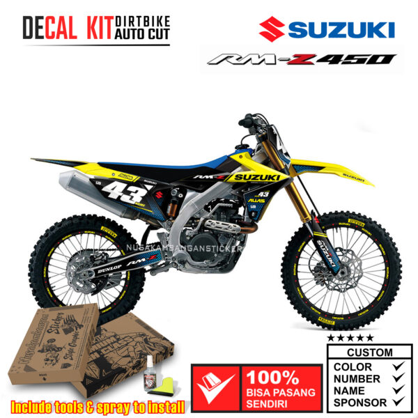 Decal Sticker Kit Suzuki RM RM-Z 450 2018 Dirtbike Supermoto Graphic Yelow Black 02 Motocross Stiker Decals