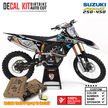 Decal Sticker Kit Suzuki RM-Z 250-450 Dirtbike Supermoto Graphic Black 02 Motocross Stiker Decals