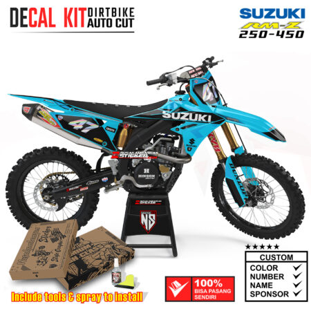 Decal Sticker Kit Suzuki RM-Z 250-450 Dirtbike Supermoto Graphic Blue 02 Motocross Stiker Decals