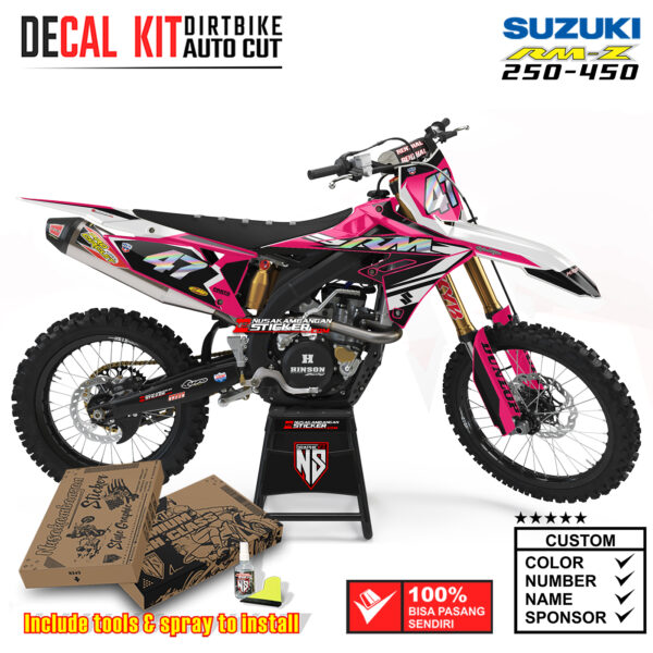 Decal Sticker Kit Suzuki RM-Z 250-450 Dirtbike Supermoto Graphic Pink Motocross Stiker Decals