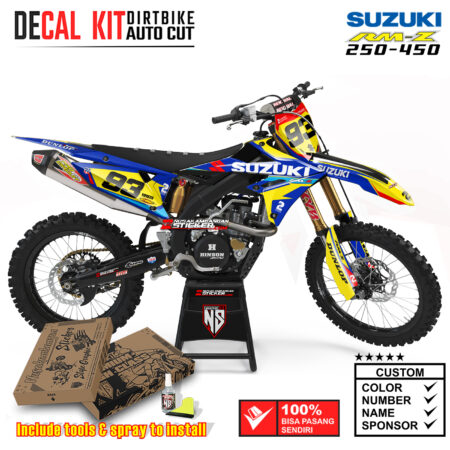 Decal Sticker Kit Suzuki RM-Z 250-450 Dirtbike Supermoto Graphic Superior Blue Motocross Stiker Decals