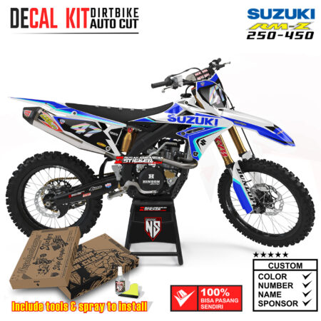 Decal Sticker Kit Suzuki RM-Z 250-450 Dirtbike Supermoto Graphic Superior White Motocross Stiker Decals