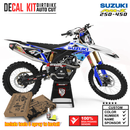 Decal Sticker Kit Suzuki RM-Z 250-450 Dirtbike Supermoto Graphic White Racing Motocross Stiker Decals