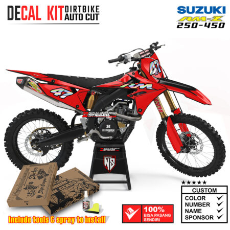 Decal Sticker Kit Suzuki RM-Z 250-450 Dirtbike Supermoto Mx Graphic Red Racing Motocross Stiker Decals