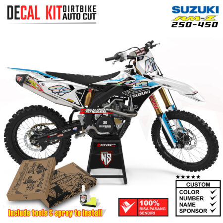 Decal Sticker Kit Suzuki RM-Z 250-450 Dirtbike Supermoto Mx Graphic White Motocross Stiker Decals