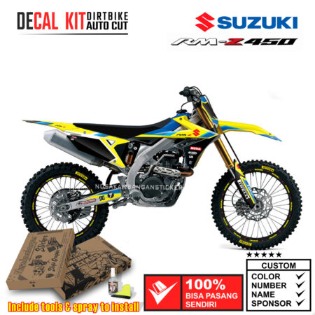 Decal Sticker Kit Suzuki RM-Z 450 2018 Dirtbike Supermoto Graphic Yelow Blue Motocross Stiker Decals