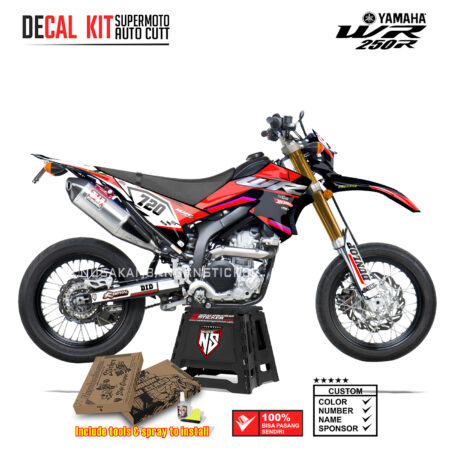 DECAL KIT STICKER SUPERMOTO DIRTBIKE YAMAHA WR 250 R DUNLOP WHEELS CROSS RED03 GRAPHIC DECAL
