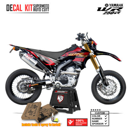 DECAL KIT STICKER SUPERMOTO DIRTBIKE YAMAHA WR 250 R FLAG CROSS RACING RED04 GRAPHIC DECAL