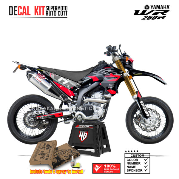 DECAL KIT STICKER SUPERMOTO DIRTBIKE YAMAHA WR 250 R GRAFIS ABSTRAK ADVENTURE RED05 GRAPHIC DECAL
