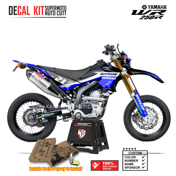 DECAL KIT STICKER SUPERMOTO DIRTBIKE YAMAHA WR 250 R GRAFIS FASTHOUSE YAMAHA BLUE01 GRAPHIC DECAL