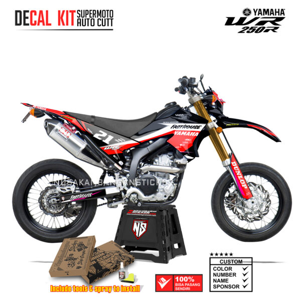 DECAL KIT STICKER SUPERMOTO DIRTBIKE YAMAHA WR 250 R GRAFIS FASTHOUSE YAMAHA RED05 GRAPHIC DECAL