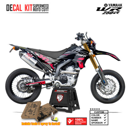 DECAL KIT STICKER SUPERMOTO DIRTBIKE YAMAHA WR 250 R GRAFIS FLUO ACERIES RACING CROSS RED04 GRAPHIC DECAL