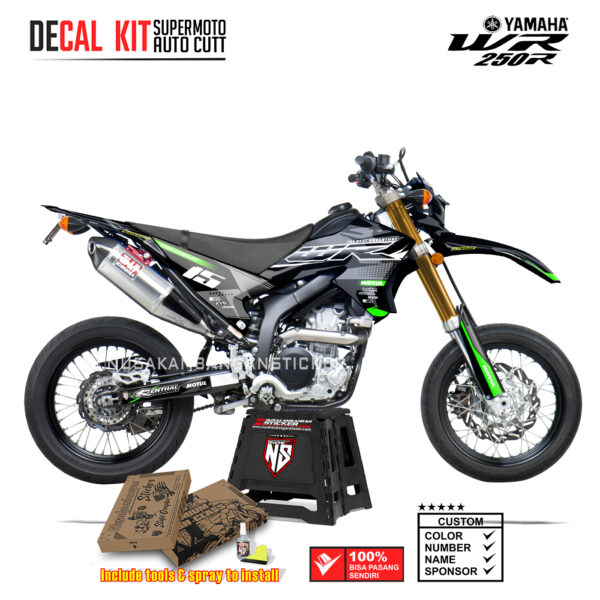 DECAL KIT STICKER SUPERMOTO DIRTBIKE YAMAHA WR 250 R GRAFIS GRAY RED MOTULRACE GREEN02 GRAPHIC DECAL