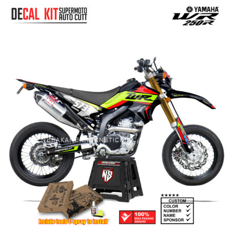 DECAL KIT STICKER SUPERMOTO DIRTBIKE YAMAHA WR 250 R GRAFIS GRAY STAR RACING RED03 GRAPHIC DECAL