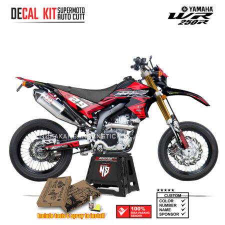 DECAL KIT STICKER SUPERMOTO DIRTBIKE YAMAHA WR 250 R GRAFIS MOTOCROSS RACE CONUT RACING RED04 GRAPHIC DECAL
