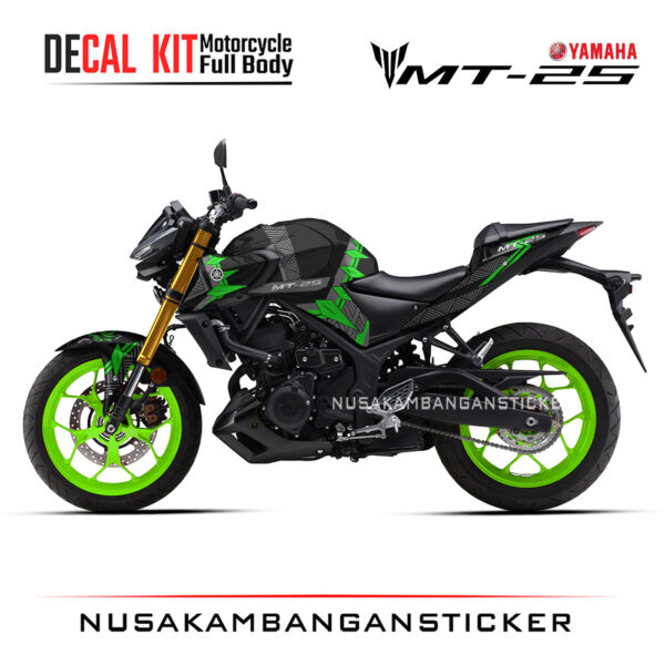 DECAL KIT STICKER YAMAHA MT25 2020 DESAIN PANTHER RACING GREEN02 STICKER FULL BODY