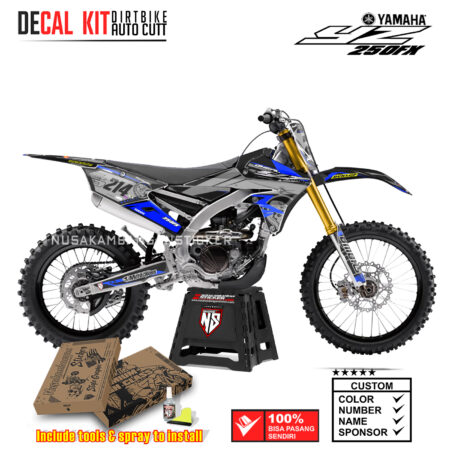 DECAL KIT SUPERMOTO DIRTBIKE YAMAHA YZ250FX GRAFIS ONEAL SKULL RACING BLUE04 GRAPHIC STICKER
