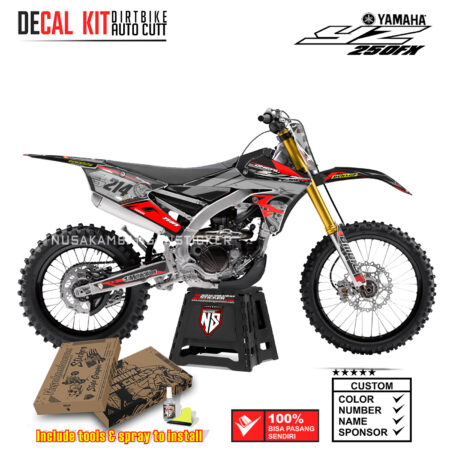 DECAL KIT SUPERMOTO DIRTBIKE YAMAHA YZ250FX GRAFIS ONEAL SKULL RACING RED01 GRAPHIC STICKER