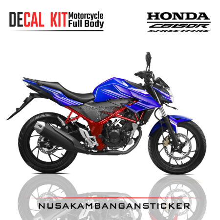 Decal Kit Sticker Honda New CB 150 R Streetfire Blue Graphic white 01 Stiker Full Body