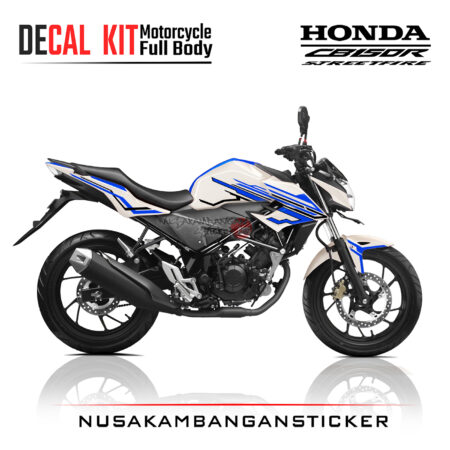 Decal Kit Sticker Honda New CB 150 R Streetfire White Graphic Blue 01 Stiker Full Body