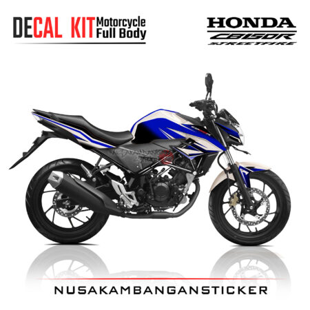 Decal Kit Sticker Honda New CB 150 R Streetfire White Graphic Blue 02 Stiker Full Body