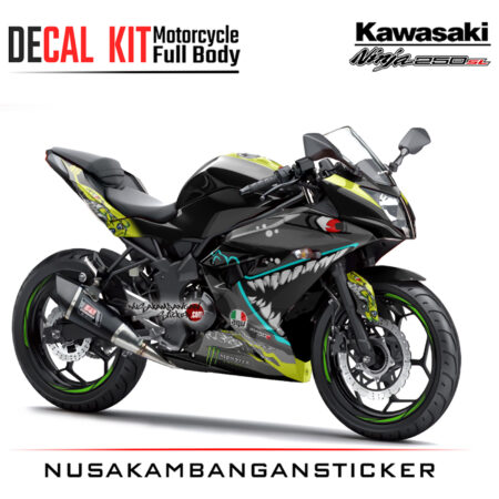Decal Kit Sticker Kawasaki Ninja 250 Sl Mono Sharks Black Motorcycle Graphic